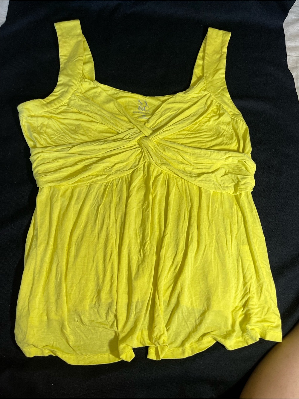 New York & Company Bright Yellow Twist-Front Camisole
